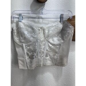 Vintage 1970's Valmont White Lace Bustier 38C Strapless Bra Honeymoon Wedding